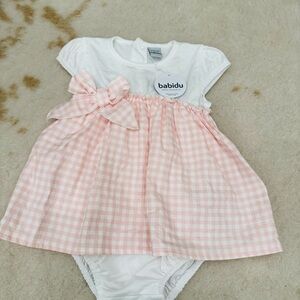 Babidu Pink and White Gingham Kids Dress